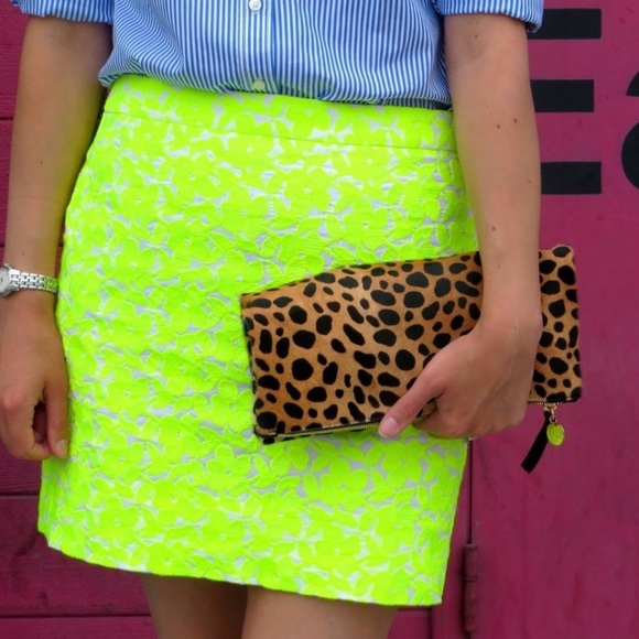 J. Crew Dresses & Skirts - J. Crew Neon Yellow Floral A-Line Skirt